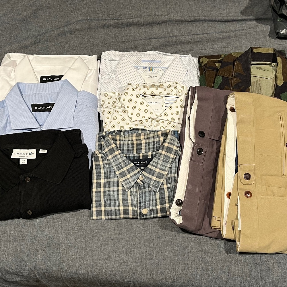 HIGH QUALITY RESELLERS LOT BLACK LAPEL LACOSTE LUCKY BRAND SHIRTS CHINOS SMALL